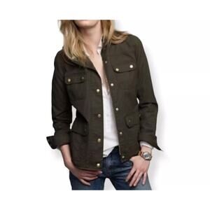 J. Crew Women's Trending Downtown Green/Brown Waxed Cotton Field Jacket Size XS